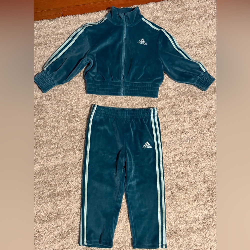 Adidas Teal Velour Tracksuit